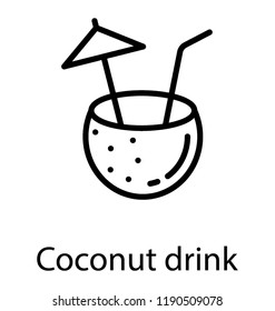 Coconut having straw inside is coconut drink 