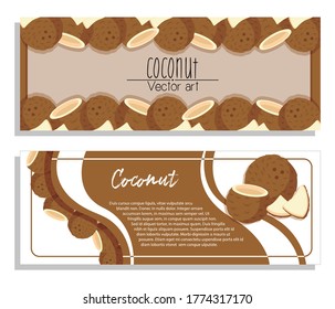 COCONUT HORIZONTAL BANNERS WITH BROWN BACKGROUND