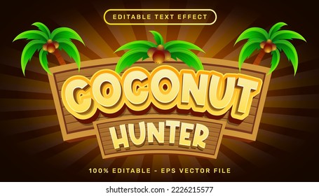 coconut hunter 3d text effect and editable text effect with coconut tree