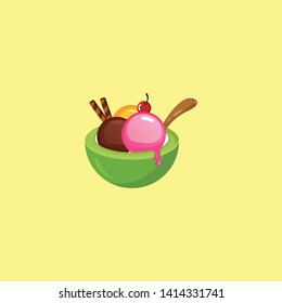 coconut ice cream logo template