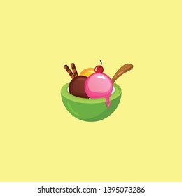 coconut ice cream logo vector