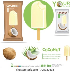 Coconut ice cream.illustration