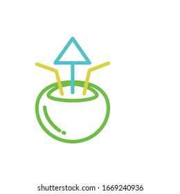coconut ice icon color line design vector