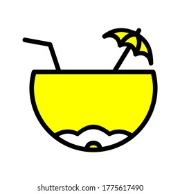 coconut ice water vector icon fit for beach resort icon, coconut shop, coco drink icon, beach, restaurant at the beach, summer campaign and etc