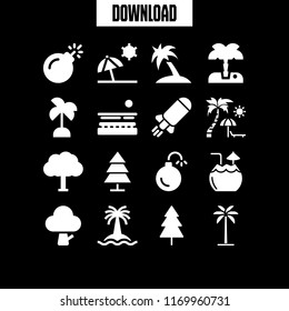 coconut icon. 16 coconut vector set. tree, beach, coconut drink and bomb icons for web and design about coconut theme