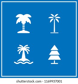 coconut icon. 4 coconut vector set. beach, tree and palm tree icons for web and design about coconut theme