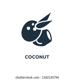 Coconut icon. Black filled vector illustration. Coconut symbol on white background. Can be used in web and mobile.