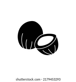 Coconut icon in black flat glyph, filled style isolated on white background