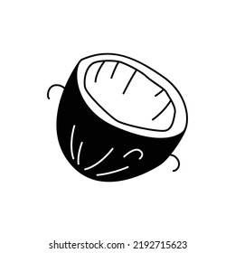 Coconut icon in black flat glyph, filled style isolated on white background