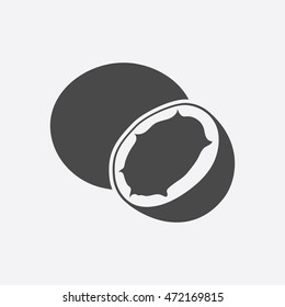 Coconut icon black. Single fruit icon.