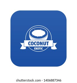 Coconut icon blue vector isolated on white background