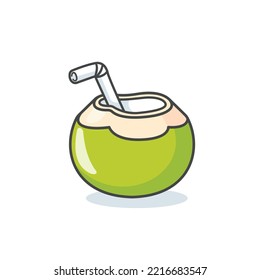 Coconut icon cartoon tropical fruit vector