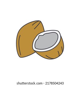 Coconut icon in color, isolated on white background 