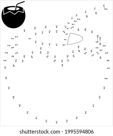 Icono De Coco Conecta Los Puntos, Fruta De Coco, Fruta De La Palma De Coco Ilustración De Arte Vector