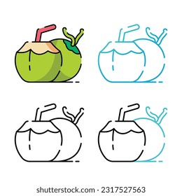 Coconut icon design in four variation color