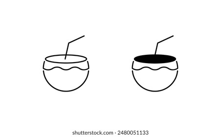 Diseño de icono de coco con fondo blanco ilustración de stock