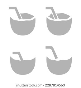 coconut icon, drink, tube, vector illustration