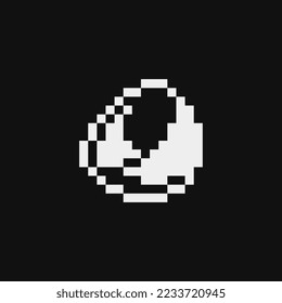 Coconut icon, emoji, ticker. Pixel art style. 1-bit. Isolated abstract vector illustration.