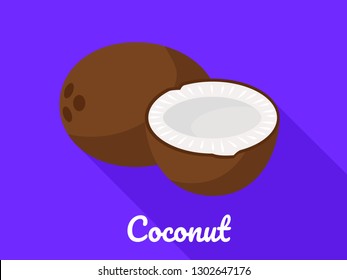 Coconut icon. Flat illustration of coconut vector icon for web design