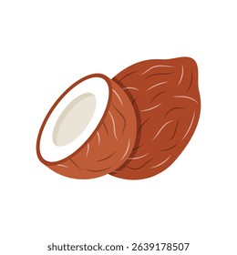 Coconut icon in flat style. Healthy food vector illustration on isolated background. Coco plant sign business concept.