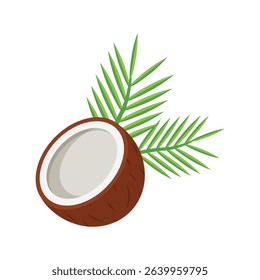 Coconut icon in flat style. Healthy food vector illustration on isolated background. Coco plant sign business concept.