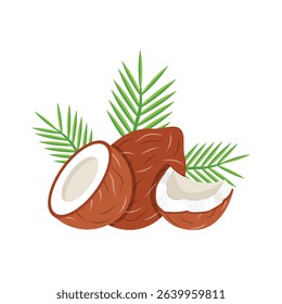 Coconut icon in flat style. Healthy food vector illustration on isolated background. Coco plant sign business concept.