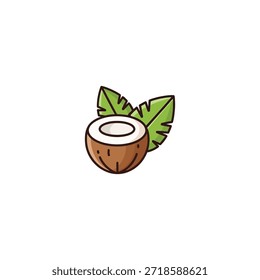 Ícone de coco design de vetor plano.