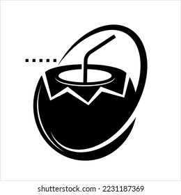 Coconut Icon, Coconut Fruit, Fruit Of The Coconut Palm Vector Art Illustration