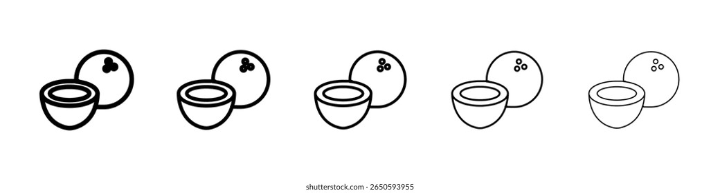 Coconut icon graphic set. trendy stroke line style