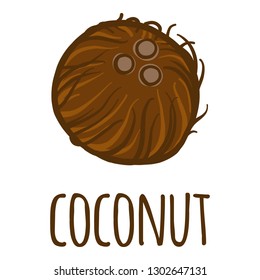 Coconut icon. Hand drawn illustration of coconut vector icon for web design