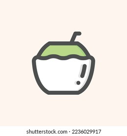  coconut icon, isolated fast food colored outline icon in light blue background, perfect for website, blog, logo, graphic design, social media, UI, mobile app