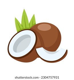 Kokosnuss-Symbol einzeln auf weißem Hintergrund. Cartoon-Stil. Vektorgrafik