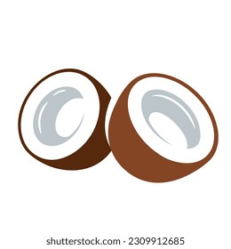 Icono de coco aislado en fondo blanco. Estilo de caricatura. Ilustración del vector