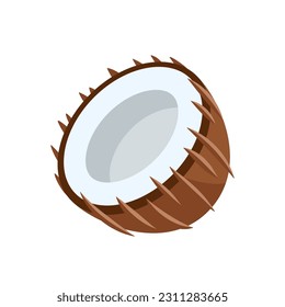 Coconut icon isolated on white background. Cartoon style. Vector illustration