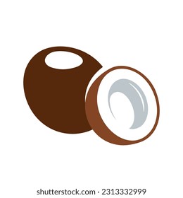 Icono de coco aislado en fondo blanco. Estilo de caricatura. Ilustración del vector