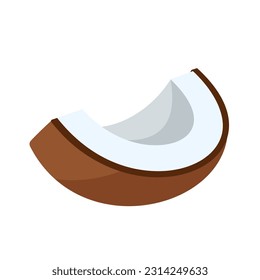 Coconut icon isolated on white background. Cartoon style. Vector illustration