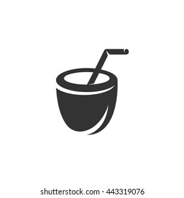 Coconut icon isolated on a white background. Logo silhouette design template. Simple symbol concept in flat style. Abstract sign, pictogram for web, mobile and infographics - stock vector