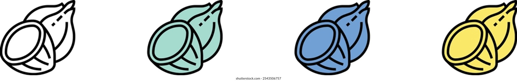 coconut icon. Outline, Green, Blue and Yellow Style Design Isolated On White Background