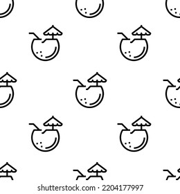 Kokosnuss-Symbol-Muster. Nahtlose Kokosnuss-Muster auf weißem Hintergrund.