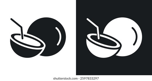 Coconut icon symbol collection on white background.