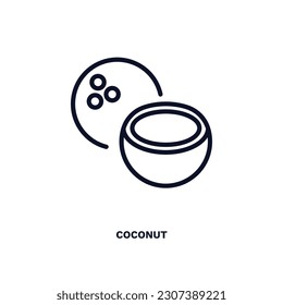 coconut icon. Thin line coconut icon from vegetables and fruits collection. Outline vector isolated on white background. Editable coconut symbol can be used web and mobile