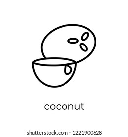 coconut icon. Trendy modern flat linear vector coconut icon on white background from thin line Fruit and vegetables collection, outline vector illustration