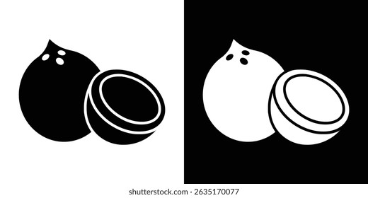 Coconut icon Vector in flat style. Collection silhouettes