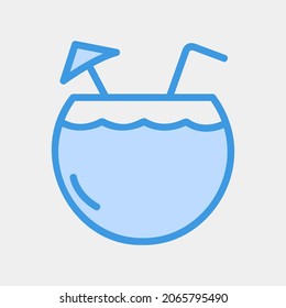Coconut icon vector illustration in blue style about summer, use for website mobile app presentation