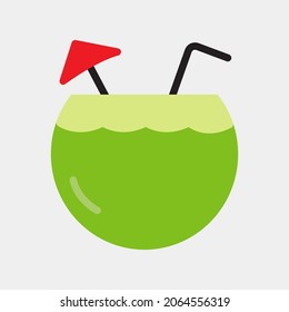 Ilustración vectorial de iconos de coco en estilo plano sobre el verano, uso para presentación de aplicaciones móviles del sitio web