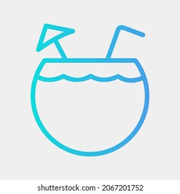 Coconut icon vector illustration in gradient style about summer, use for website mobile app presentation