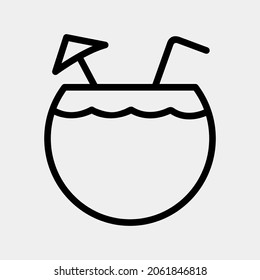 Coconut icon vector illustration in line style about summer, use for website mobile app presentation