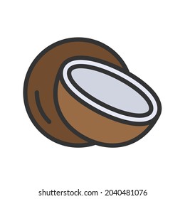 Imagen vectorial de icono de coco. También se puede usar para Fitness físico. Adecuado para aplicaciones móviles, aplicaciones web y medios impresos.