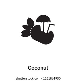 Coconut icon vector isolated on white background, logo concept of Coconut sign on transparent background, filled black symbol