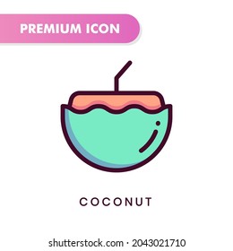 coconut icon for your website design, logo, app, UI. Vector graphics illustration and editable stroke. coconut icon lineal color design.